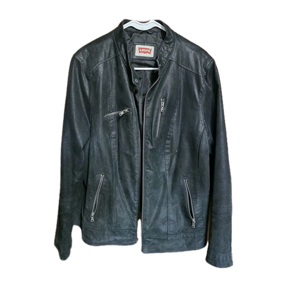 Levi’s 2XL Black 100% Suede Leather Jacket Men’s Moto Biker Full Zip Coat Unisex